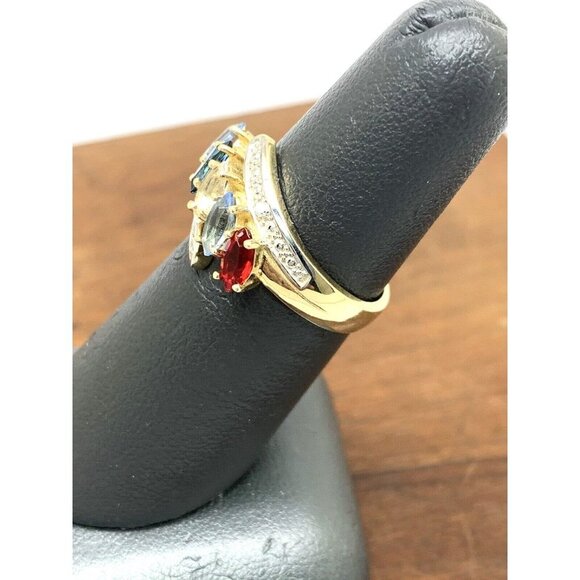 Cocktail Ring 10k Yellow Gold Multi Colored Stones Women's Jewelry Size 6 - Picture 8 of 14